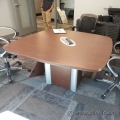 Choc Maple 42" Square Board Room Meeting Table w Connectivity